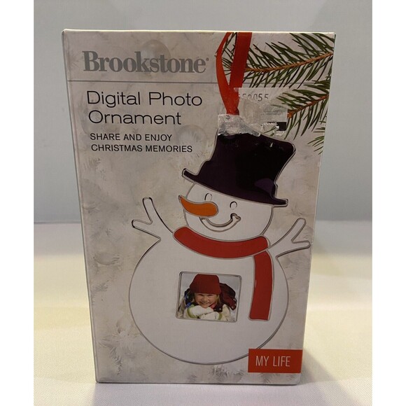 Brookstone Digital Snowman Holiday Photo Ornament -100 photos. - Picture 1 of 7